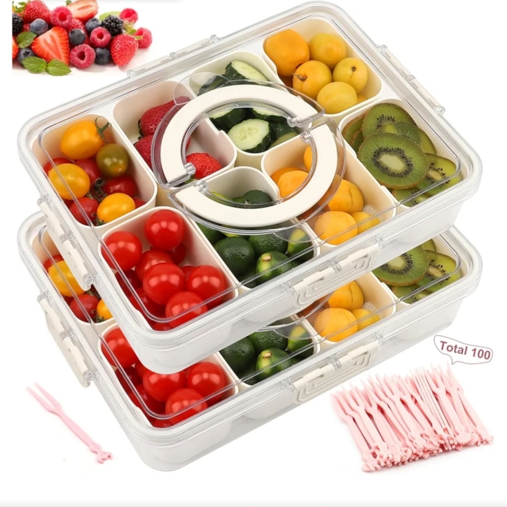 🆕️ Snackle Box Clear Plastic Food Storage Containers with Compartments